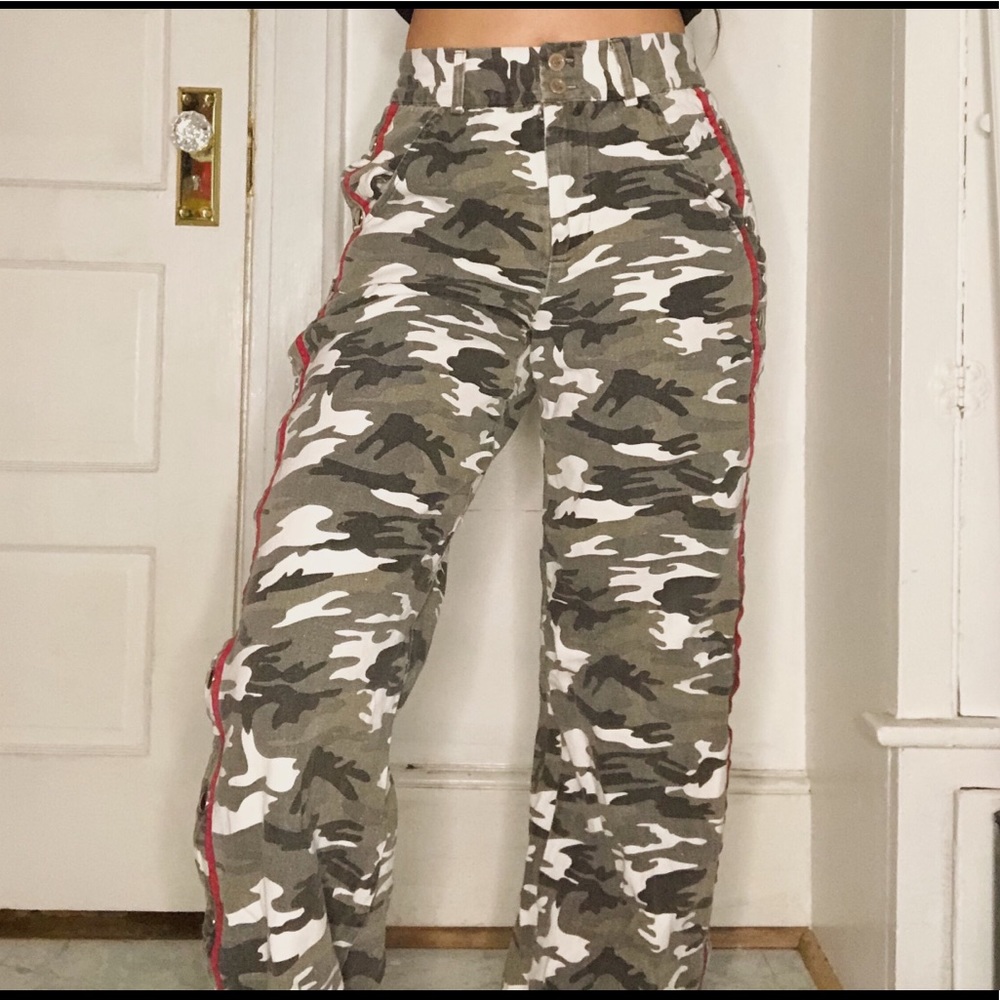 Grey/white/red cargo breakaway pants